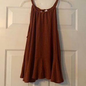 Peplum, linen bow tie back sleeveless top.